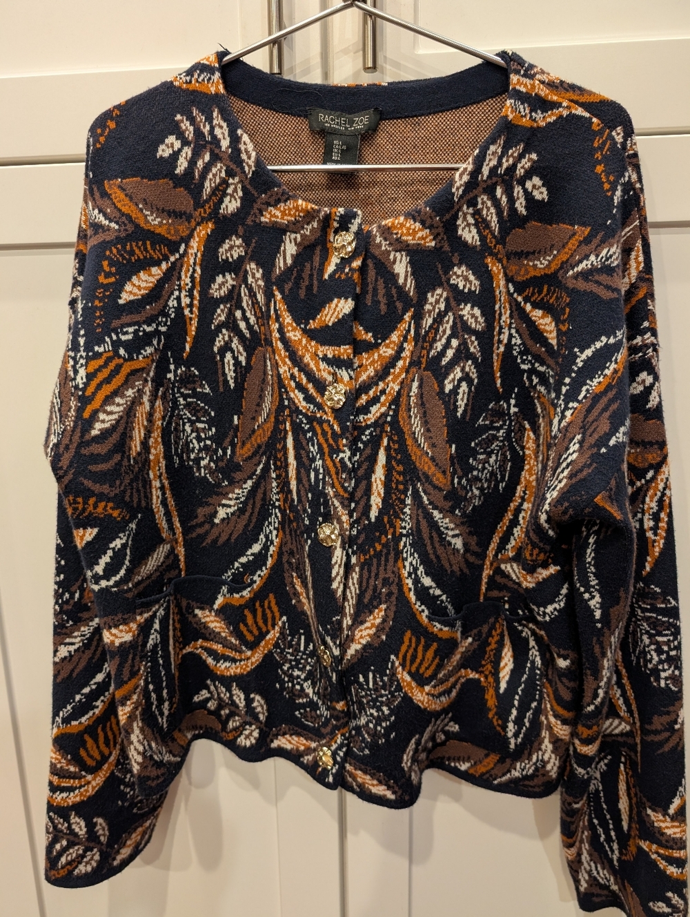 Rachel Zoe Leaf Pattern Cardigan